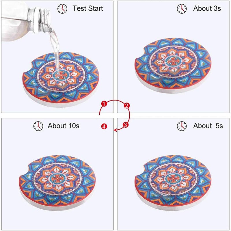 REKOBON Car Coasters for Drinks Absorbent, 10 Pack 2.56in Car Coasters Absorbent Ceramic with A Finger Notch for Easy Removal, Car Cup Holder Coaster for Car, Cute Car Accessories for Women,Men - Image 5